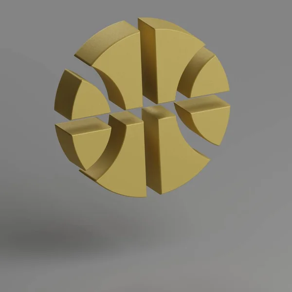 运动篮球运动图标 灰色背景上的黄色象征社会图标 3D渲染说明 设计的背景模式 — 图库照片