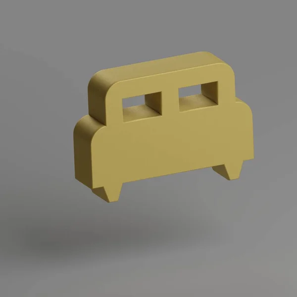 キングベッドのアイコン グレーの背景に黄色のシンボルソーシャルアイコン 3Dレンダリングイラスト デザインの背景パターン — ストック写真