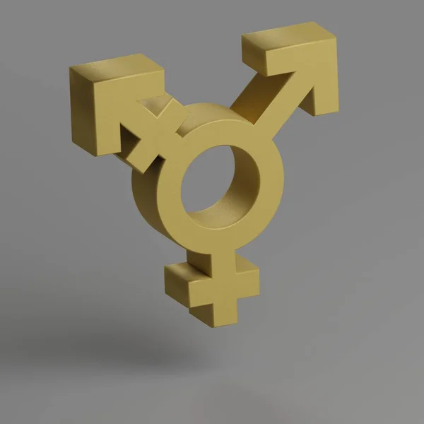 トランスジェンダーのアイコン グレーの背景に黄色のシンボルソーシャルアイコン 3Dレンダリングイラスト デザインの背景パターン — ストック写真