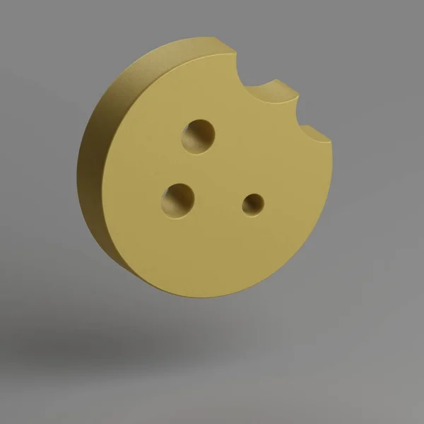 クッキーのアイコン グレーの背景に黄色のシンボルソーシャルアイコン 3Dレンダリングイラスト デザインの背景パターン — ストック写真