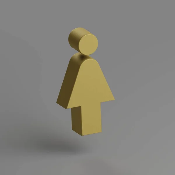 女神像灰色背景上的黄色象征社会图标 3D渲染说明 设计的背景模式 — 图库照片