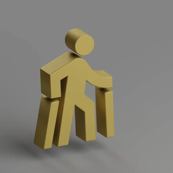 Икона Nordic Walking Желтый Символ Социальных Икон Сером Фоне Визуализация — стоковое фото