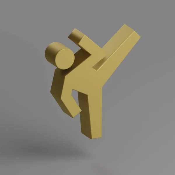 体育武术图标 灰色背景上的黄色象征社会图标 3D渲染说明 设计的背景模式 — 图库照片