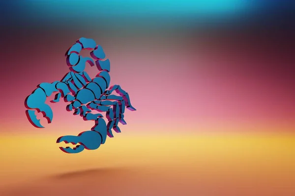 Blaues Tierkreiszeichen Skorpion Auf Symbolen Auf Mehrfarbigem Hellem Hintergrund Darstellung — Stockfoto