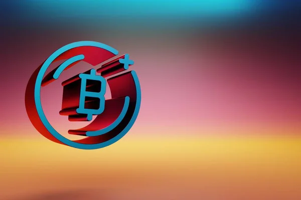 Belle Icone Blu Rosso Simbolo Bitcoin Sfondo Multicolore Luminoso Illustrazione — Foto Stock