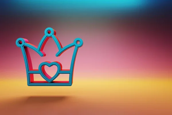Beautiful Crown Heart Icons Multicolor Bright Background Rendering Illustration Background — Stock Photo, Image