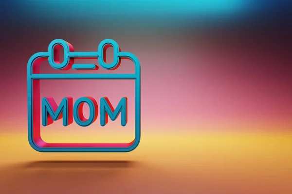 Vacker Kalender Med Ordet Mom Ikoner Flerfärgad Ljus Bakgrund Återgivning — Stockfoto