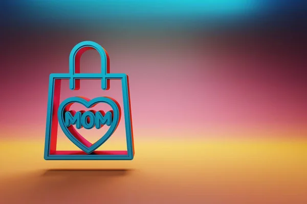 Beautiful Shopping Pack Word Mom Heart Icons Multicolor Bright Background — Stock Photo, Image