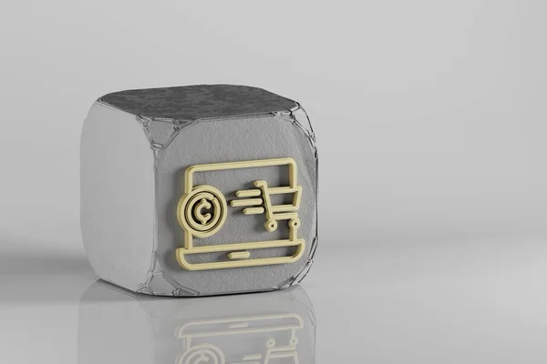 Εικονίδιο Πληρωμής Κρυπτονομισμάτων Όμορφη Χρυσή Cryptocurrency Εικονίδια Σύμβολο Ένα Κύβο — Φωτογραφία Αρχείου