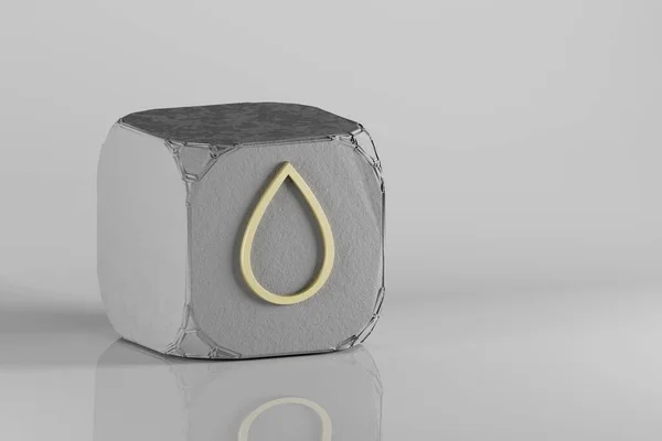 Значок Blood Drop Красивые Иконки Золотой Символ Бетонном Кубе Белом — стоковое фото