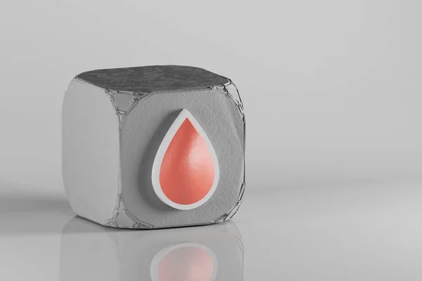 Εικονίδιο Αίματος Όμορφα Εικονίδια Σύμβολο Blood Drop Ένα Κύβο Beton — Φωτογραφία Αρχείου