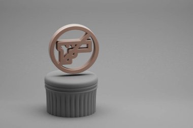 Beton sütun seramik arka planında Barış Savaşa Hayır sembolü. 3D tasvir. Tasarım için arkaplan modeli. Barış simgesi.