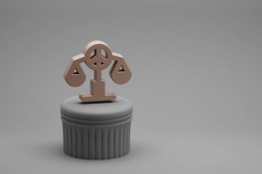 Beton sütun seramik arka planında Barış Kanunu sembolü. 3D tasvir. Tasarım için arkaplan modeli. Barış simgesi.