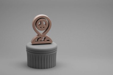 Beton sütun seramik arka planında barış sembolü. 3D tasvir. Tasarım için arkaplan modeli. Barış simgesi.