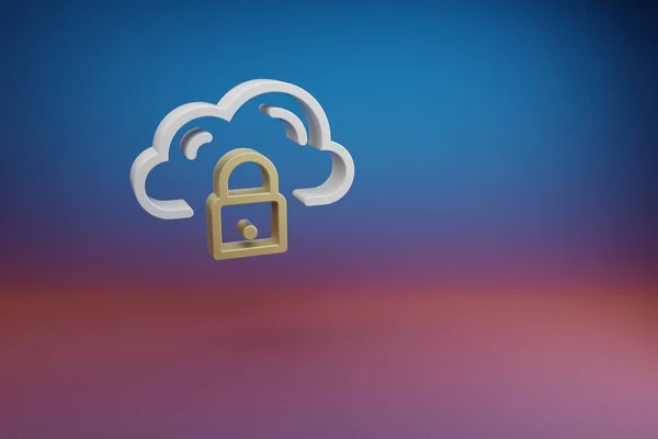 Beautiful Cloud Database Security Symbol Icon Bright Colored Background Rendering — Fotografia de Stock