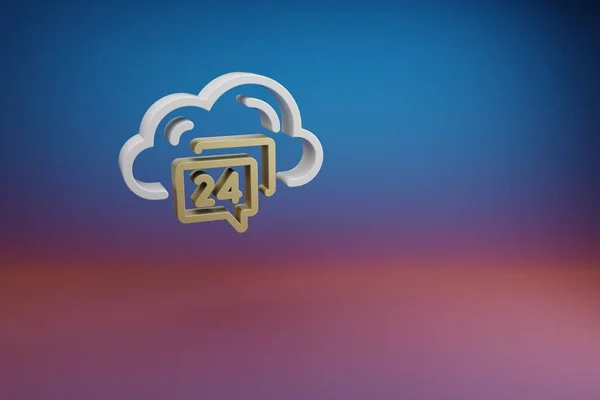 Beautiful Cloud Hosting Support Symbol Icon Bright Colored Background Rendering — Fotografia de Stock