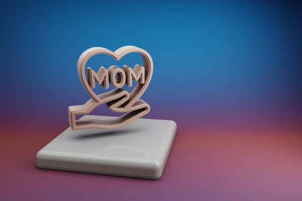 Чудесное Ручное Сердце Словом Mom Символ Дня Матери Иконы Керамической — стоковое фото