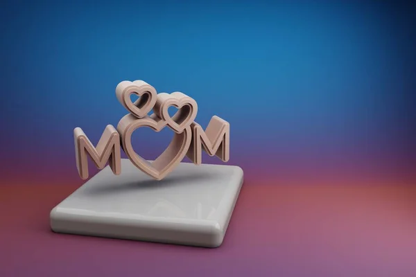 Wunderbares Wort Mom Mit Herzsymbolen Symbolsymbole Zum Muttertag Auf Einem — Stockfoto