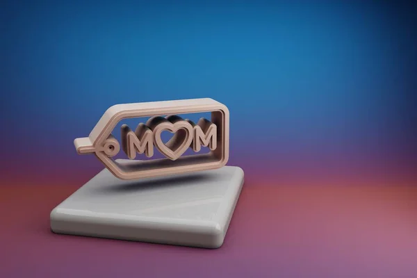 Wspaniała Odznaka Słowem Mom Ikonami Serca Symbole Dnia Matki Ceramicznym — Zdjęcie stockowe