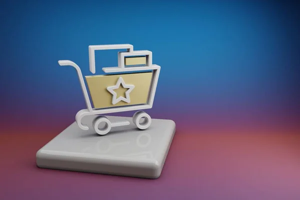 Beautiful Abstract Illustrations Shopping Cart Star Symbol Icon Ceramic Stand — Stock Photo, Image