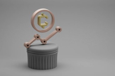 Beautiful abstract illustrations  Cryptocurrency CoinUP symbol icons on a column stand and wonderful background. 3d rendering illustration. Background pattern for design.	