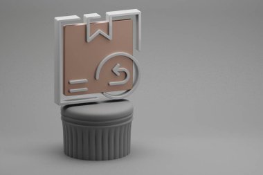 Güzel soyut illüstrasyonlar bir sütun ve harika bir arkaplan üzerinde sembol ikonları geri getirir. 3D tasvir. Tasarım için arkaplan modeli. Çevrimiçi Alışveriş.