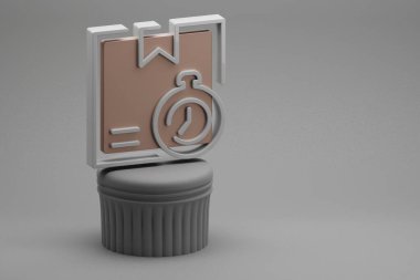 Güzel soyut çizimler Bir sütun ve harika bir arkaplan üzerinde Teslimat Zamanlayıcısı simgeleri. 3D tasvir. Tasarım için arkaplan modeli. Çevrimiçi Alışveriş.