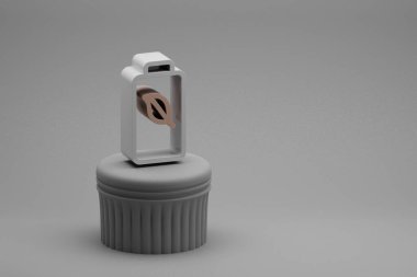 Güzel soyut çizimler sütun standında temiz enerji sembolleri ve harika bir arka plan. 3D tasvir. Tasarım için arkaplan modeli. Ekolojik Kaydet.