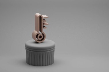 Güzel soyut çizimler termometre sembolleri bir sütun standında ve harika bir arka planda. 3D tasvir. Tasarım için arkaplan modeli. Ekolojik Kaydet.