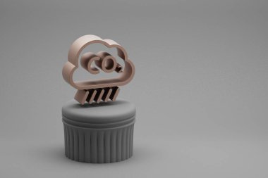 Güzel soyut çizimler Cloud CO2 sembolleri bir sütun standında ve harika bir arka planda. 3D tasvir. Tasarım için arkaplan modeli. Ekolojik Kaydet.