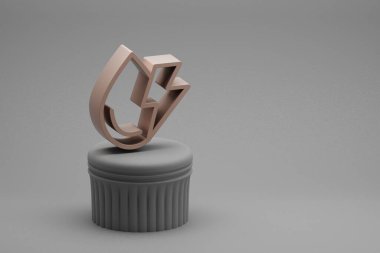 Güzel soyut çizimler sütun standında temiz enerji sembolleri ve harika bir arka plan. 3D tasvir. Tasarım için arkaplan modeli. Ekolojik Kaydet.