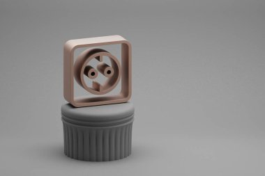 Sütun standında güzel soyut çizimler eko sembol simgeleri ve harika bir arka plan. 3D tasvir. Tasarım için arkaplan modeli. Ekolojik Kaydet.