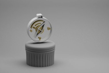 Sütundaki güzel soyut çizimler pusula sembolleri ve harika bir arkaplan. 3D tasvir. Tasarım için arkaplan deseni.