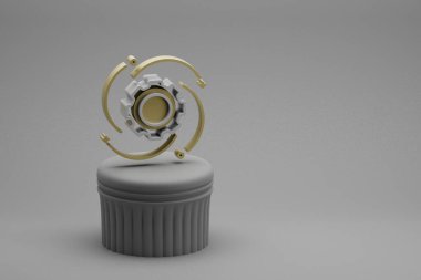 Güzel soyut illüstrasyonlar bir sütunda Gear sembolü simgeleri ve harika bir arka plan. 3D tasvir. Tasarım için arkaplan deseni.