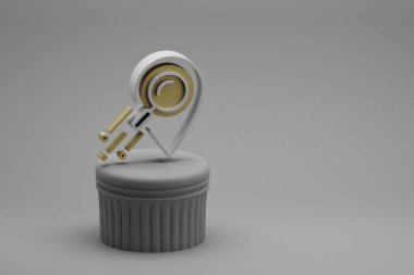 Sütundaki güzel soyut çizimler konum simgesi simgeleri ve harika bir arkaplan. 3D tasvir. Tasarım için arkaplan deseni.