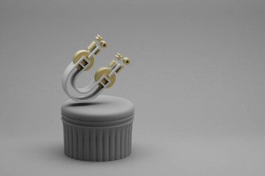 Güzel soyut çizimler bir sütunda mıknatıs sembolü simgeleri ve harika bir arka plan. 3D tasvir. Tasarım için arkaplan deseni.