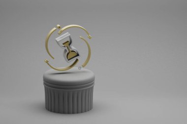 Güzel soyut illüstrasyonlar Kum Saati sembolleri bir sütunda ve harika bir arka planda. 3D tasvir. Tasarım için arkaplan deseni.