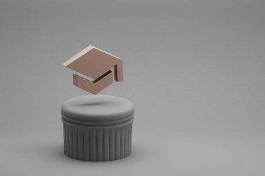 Bir sütun üzerinde güzel soyut illüstrasyon okulunun sembol simgeleri ve harika bir arka plan. 3D tasvir. Tasarım için arkaplan deseni. 