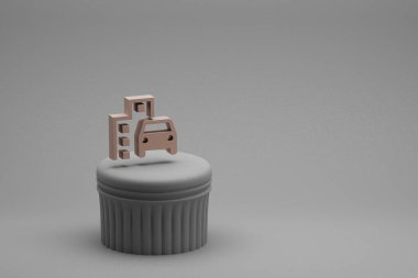 Güzel soyut çizimler bir sütunda Emoji Taşımacılık sembolü simgeleri ve harika bir arka plan. 3D tasvir. Tasarım için arkaplan deseni. 