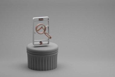 Beton sütununda ok sembolü simgeleri ve harika bir arka planı olan güzel soyut çizimler. 3D tasvir. Tasarım için arkaplan modeli. Seo ve İş.