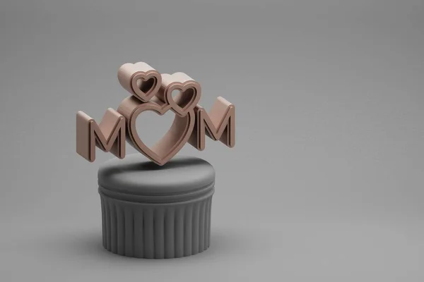 美しい抽象的なイラストの単語列と素晴らしい背景にハート記号のアイコンとママ 3Dレンダリングイラスト デザインの背景パターン 母の日 — ストック写真