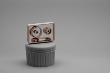 Güzel soyut çizimler bir sütunda şeffaf Cassete sembolü simgeleri ve harika bir arka plan. 3D tasvir. Tasarım için arkaplan deseni