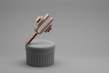 Güzel soyut çizimler, bir sütunda titreşen çatal titreşimli müzikal simgeler ve harika bir arka plan. 3D tasvir. Tasarım için arkaplan deseni.