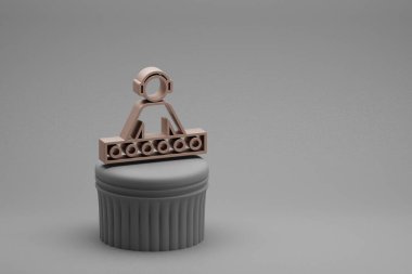 Güzel soyut illüstrasyonlar, kulaklık sembollü ve arka planda harika simgeler olan müzikal DJ. 3D tasvir. Tasarım için arkaplan deseni.