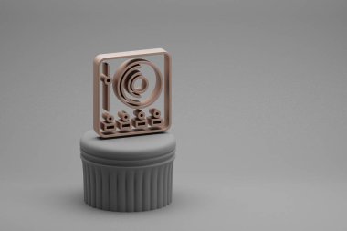 Güzel soyut illüstrasyonlar müzikal DJ Müzik Oynatıcı sembolleri bir sütunda ve harika bir arka planda. 3D tasvir. Tasarım için arkaplan deseni.