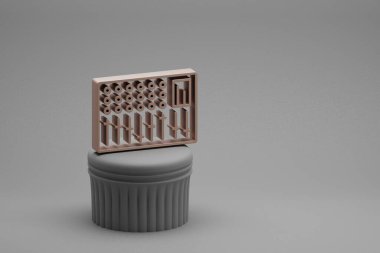 Güzel soyut çizimler müzikal DJ Karıştırıcı sembolleri bir sütunda ve harika bir arka planda. 3D tasvir. Tasarım için arkaplan deseni.