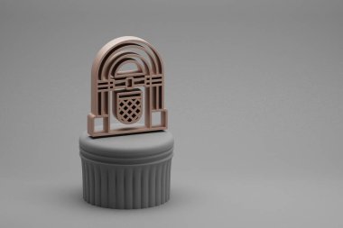 Güzel soyut illüstrasyonlar bir sütunda klasik müzik kutusu sembolleri ve harika bir arka plan. 3D tasvir. Tasarım için arkaplan deseni.