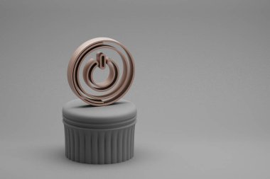 Güzel soyut çizimler müzikal Yuvarlak Güç Düğmesi sembolleri bir sütunda ve harika bir arka planda. 3D tasvir. Tasarım için arkaplan deseni.