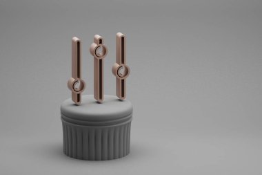 Güzel soyut illüstrasyonlar müzikal Üç Eşitleyici Çubuk simgeleri bir sütunda ve harika bir arka planda. 3D tasvir. Tasarım için arkaplan deseni.