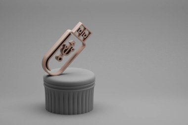 Güzel soyut çizimler müzikal Pendrive Aygıt simgeleri bir sütunda ve harika bir arka planda. 3D tasvir. Tasarım için arkaplan deseni.